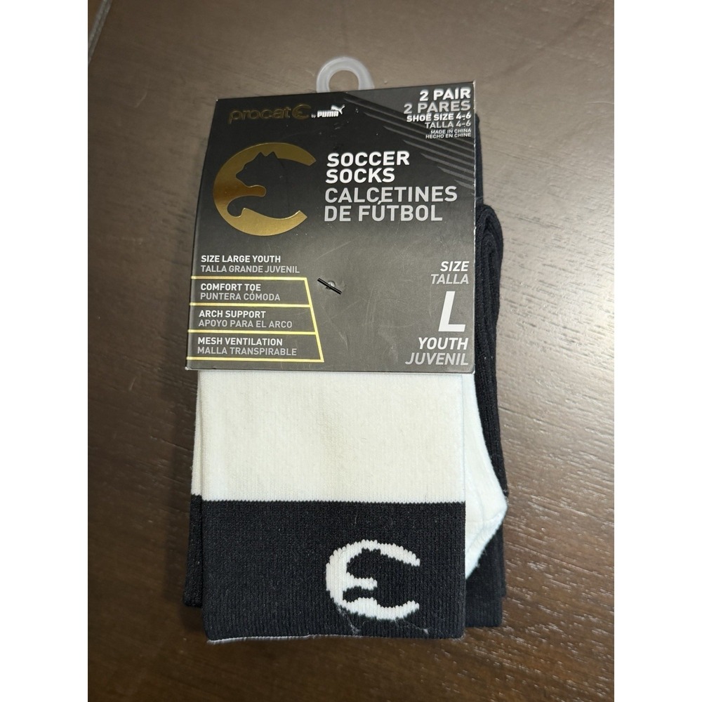 Puma Youth Performance Soccer Socks 2 Pairs 1 Black/ 1 White Sz: Large NWT